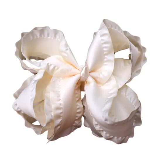 Ivory Double Ruffle Hair Bow