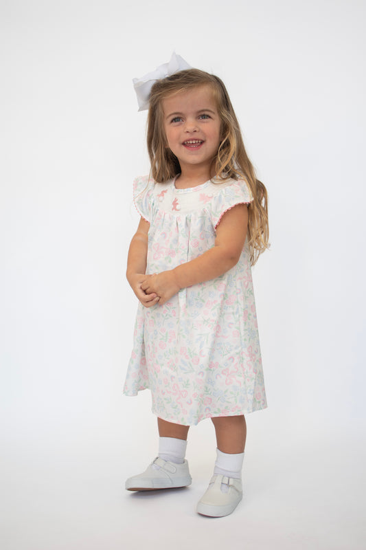 Cottontail Coquette Smocked Girls Dress