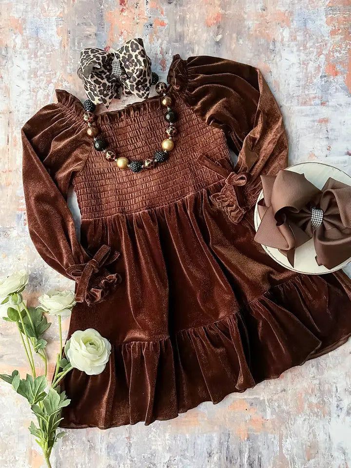 Brown Velvet Vintage Twirl Dress