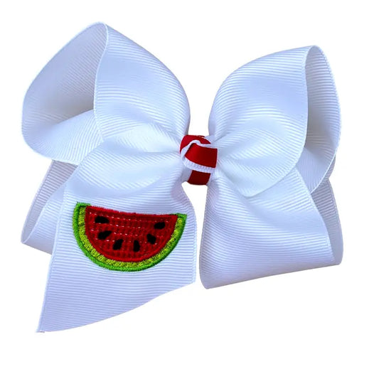 Watermelon Embroidered Bow