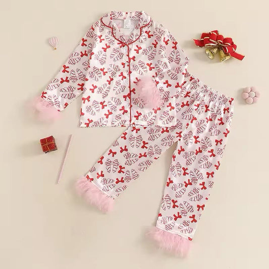 Christmas Snack Bow Satin Pajamas