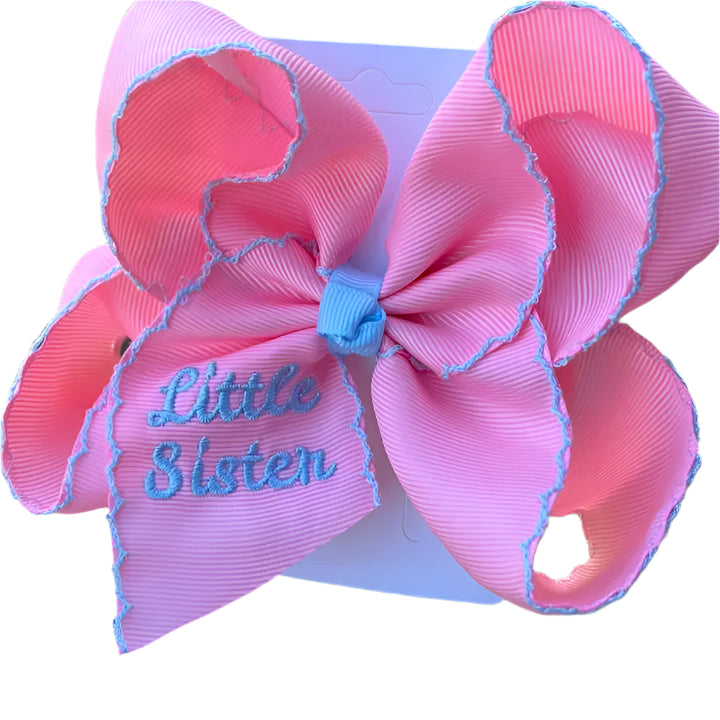 Little Sister Embroidered Hair Bow