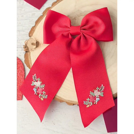 Valentine's Embroidered Long Tail Bow