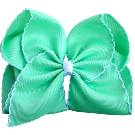 Mint Moon Stitch Hair Bow