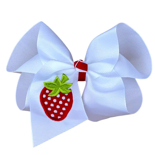 Strawberry Embroidered Bow