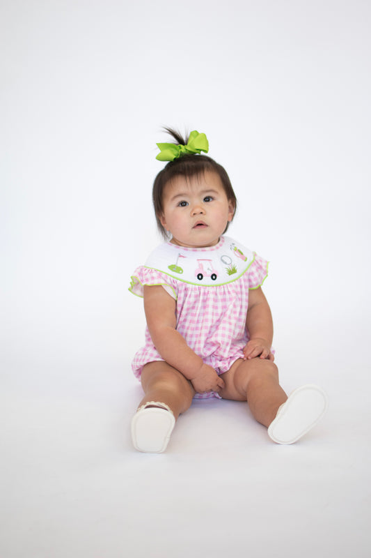 Golf Day Gingham Girl Romper