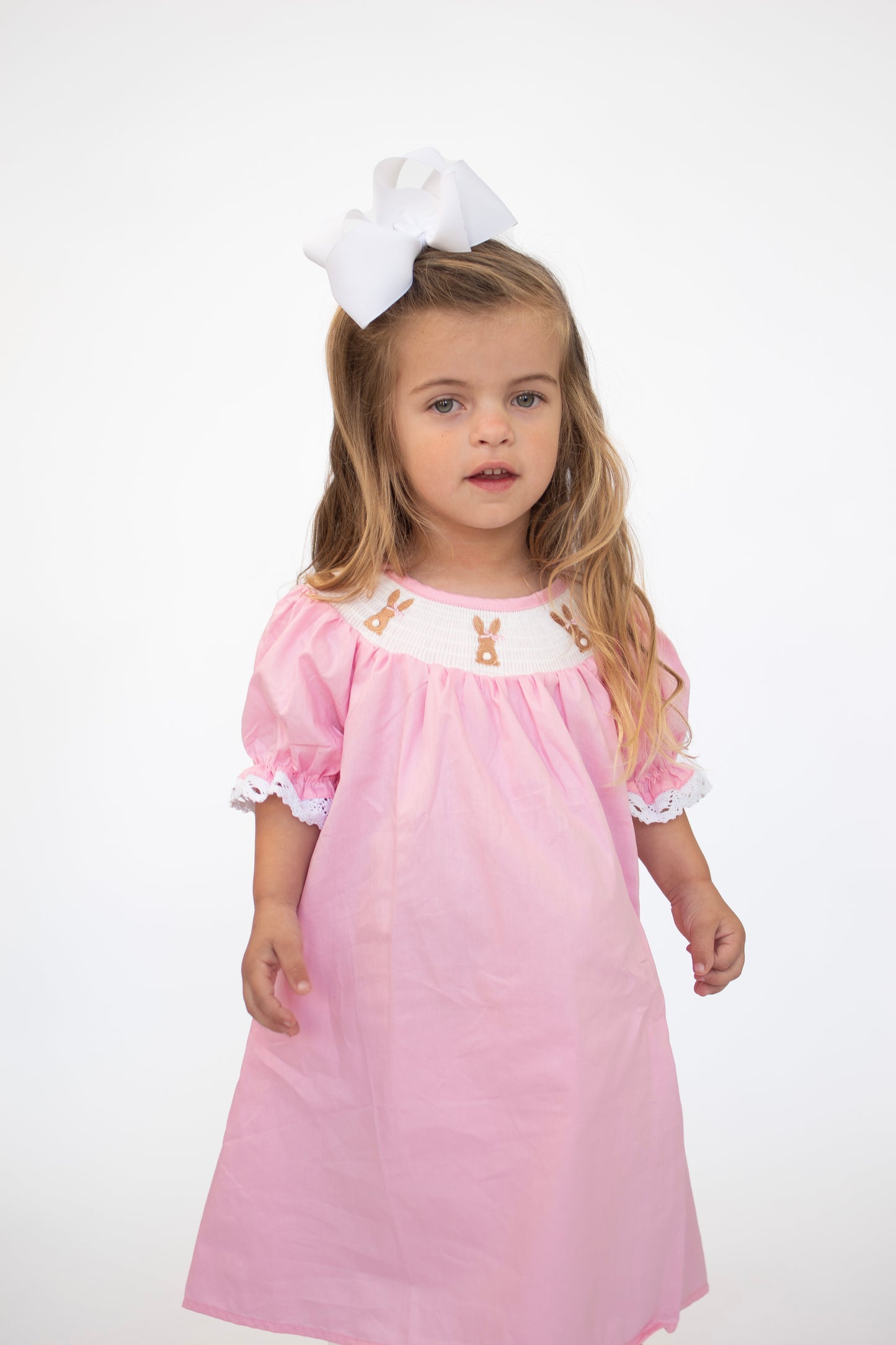 Pink Lace Cuff Easter Bunny Dress