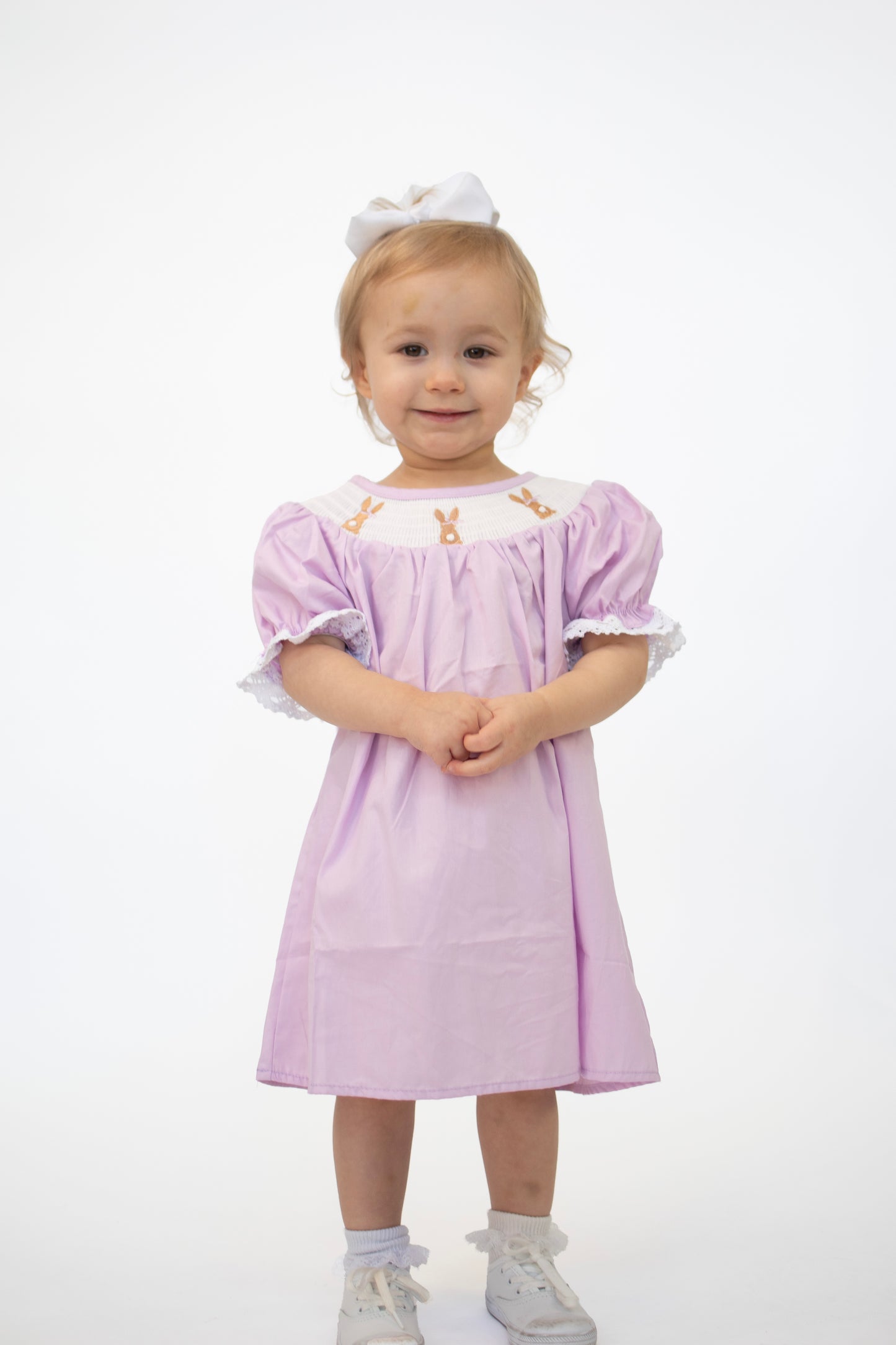 Purple Lace Cuff Easter Bunny Dress