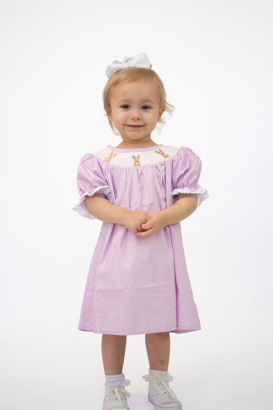 Purple Lace Cuff Easter Bunny Dress