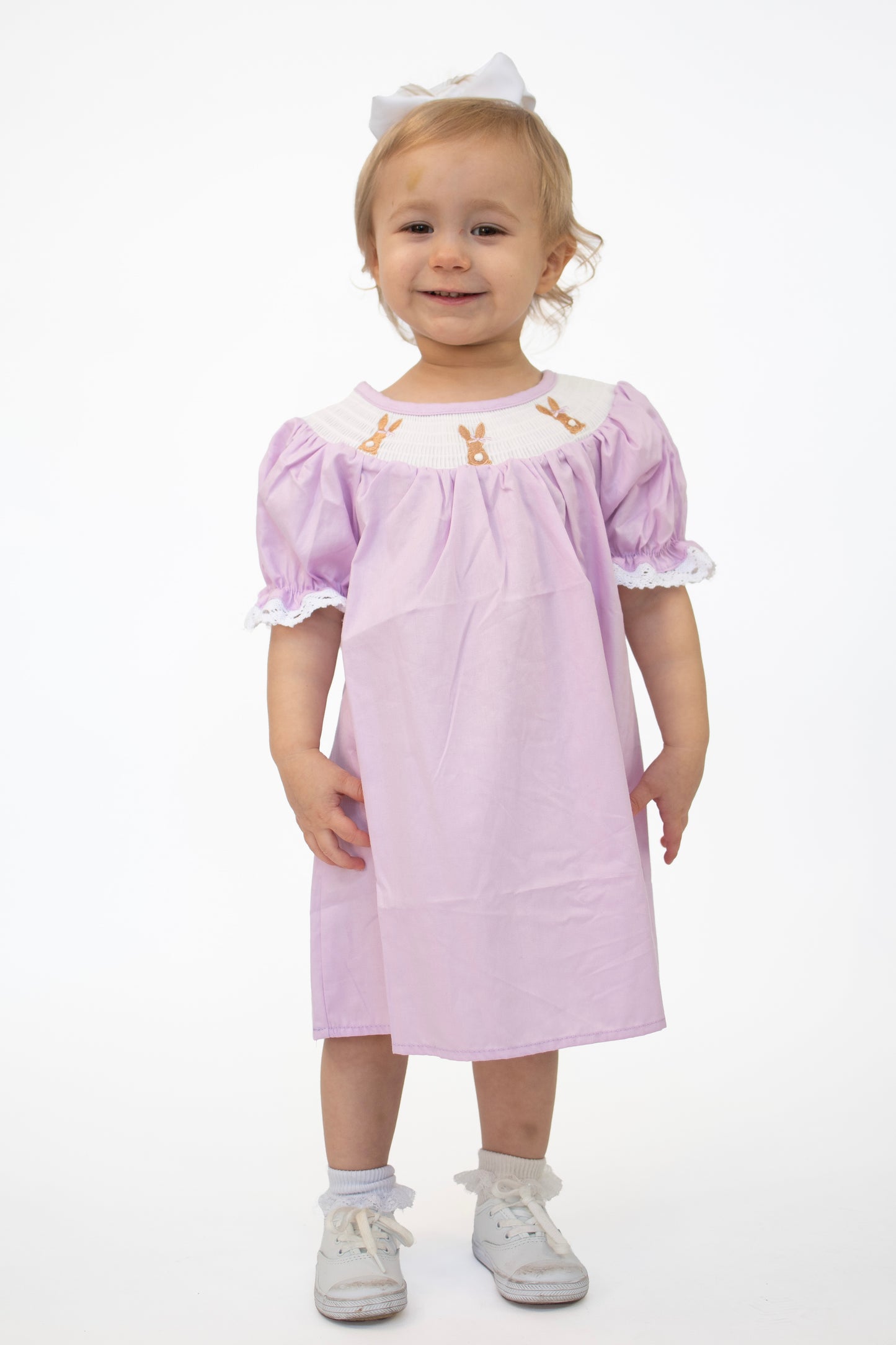 Purple Lace Cuff Easter Bunny Dress