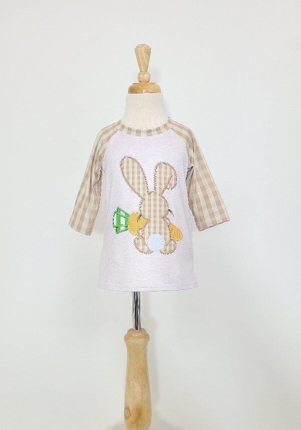 Tan Plaid Bunny Raglan Shirt