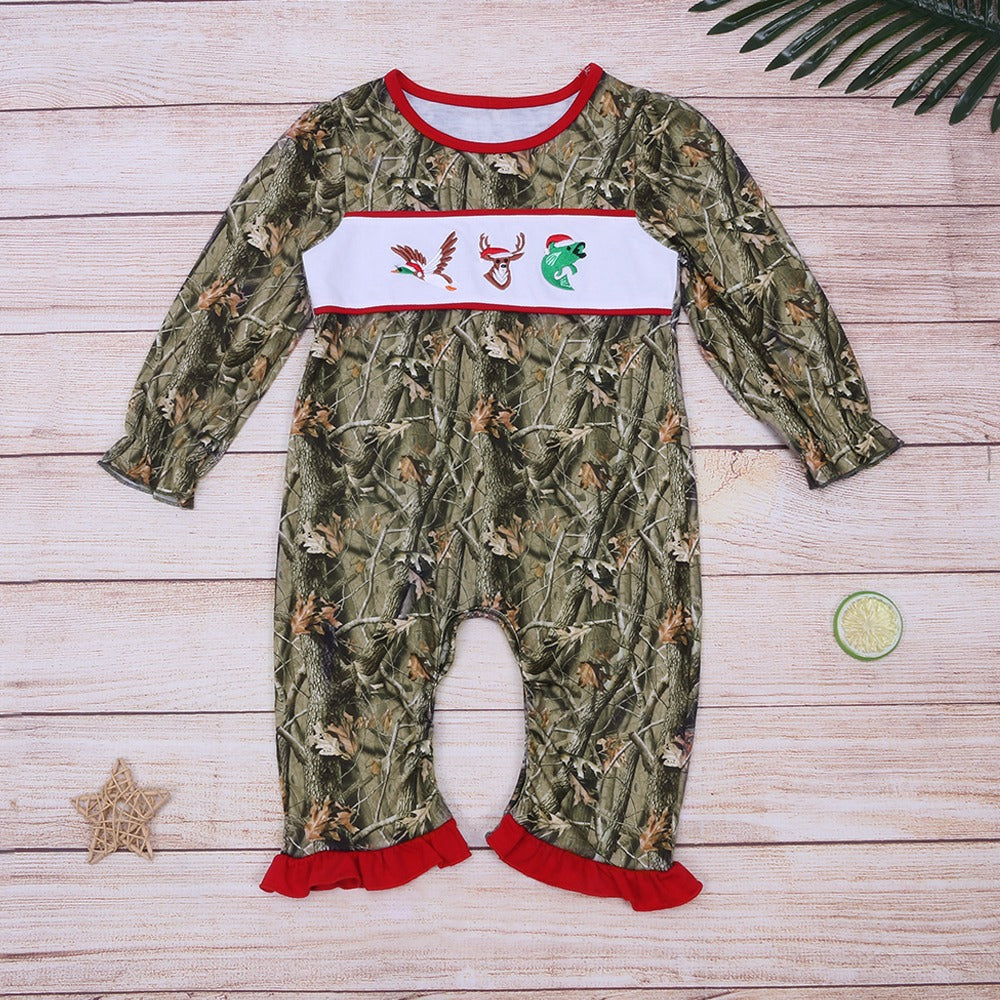 Camo Christmas Baby Ruffle Romper