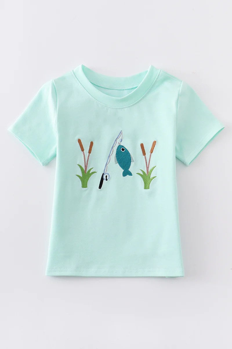 Fishing Embroidery Boy Top