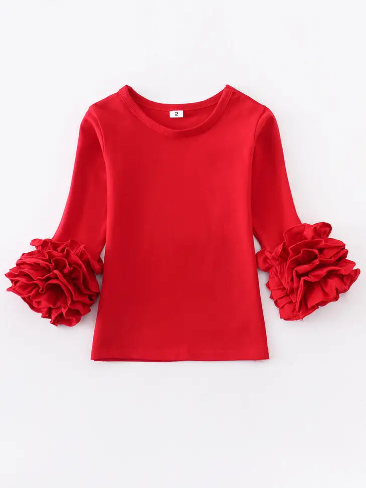 Red icing sleeve girl top