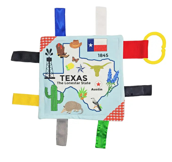 Texas State Baby Crinkle Tag Square 8"x 8" Toy