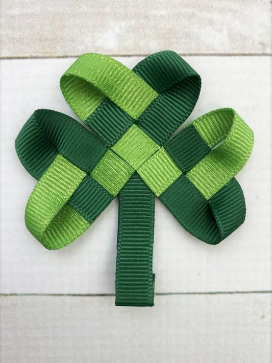 Woven Glitter Shamrock Hair Clip