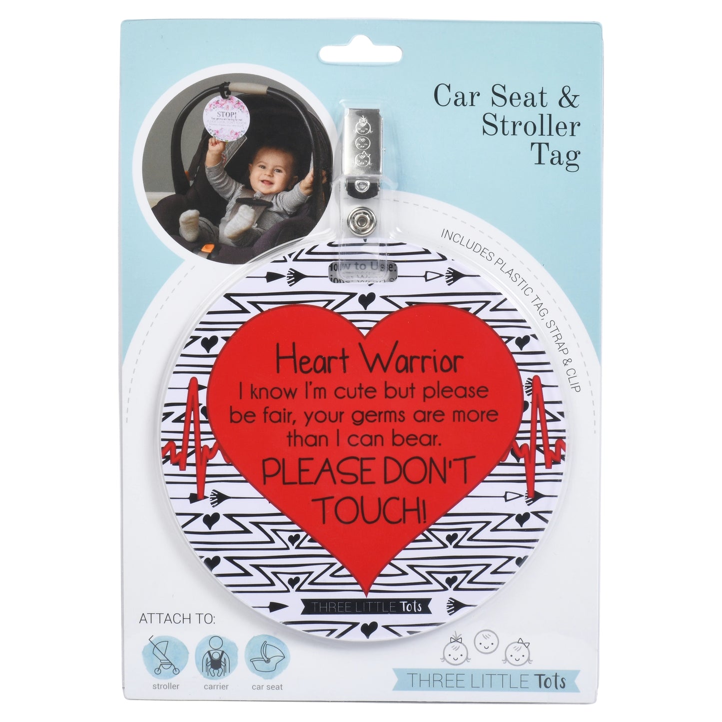 Heart Warrior No Touching Car Seat and Stroller Tag