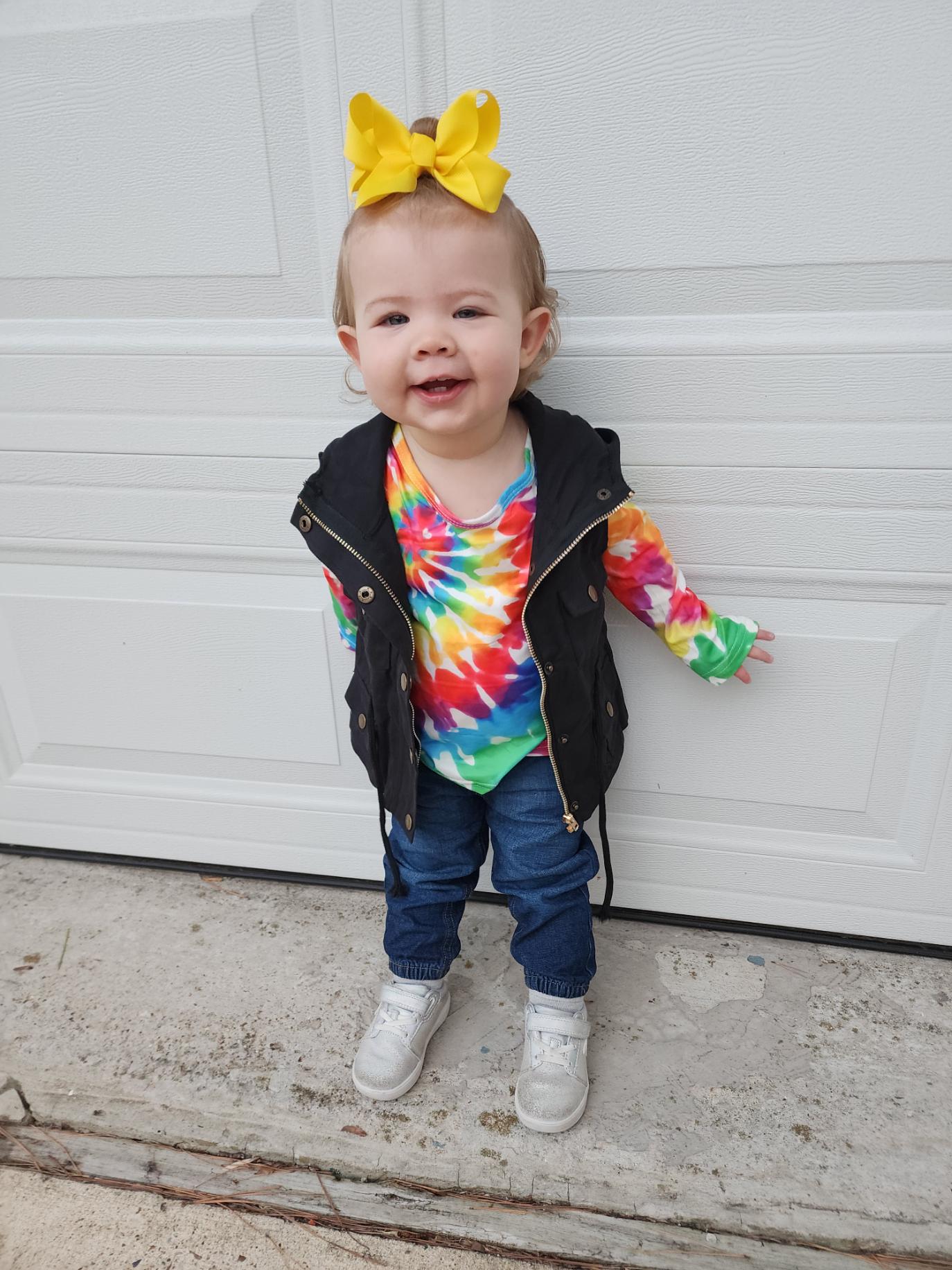 Black Vest with Tie Dye Long Sleeve Shirt