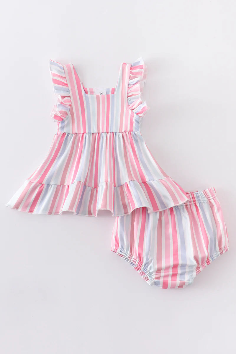 Multicolored Striped Baby Girl Set